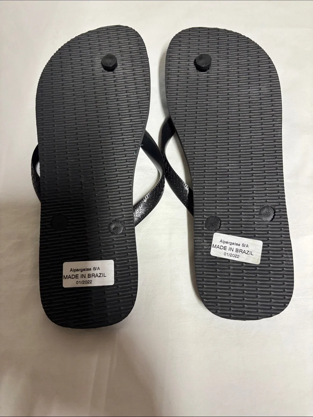 Havaianas Brazil Men's Flip Flops Size 11/12 New Black/Blue Rubber Sandals.